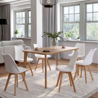 IDMarket Lote De 6 Sillas De Comedor Escandinavas Sara Blancas