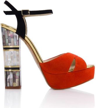 Freya Rose Suki Ankle Strap Pearl Heel Sandal in Red at Nordstrom, Size 37