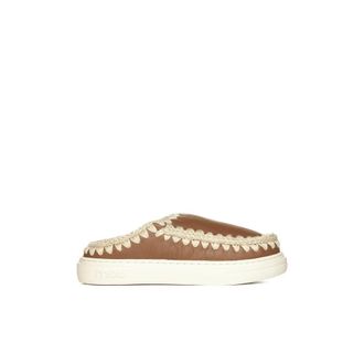 Mou Shearling Leren Pantoffels met Chunky Zool - Dames - Slip ons - Bruin - 40 EU - Leer - Schoenen
