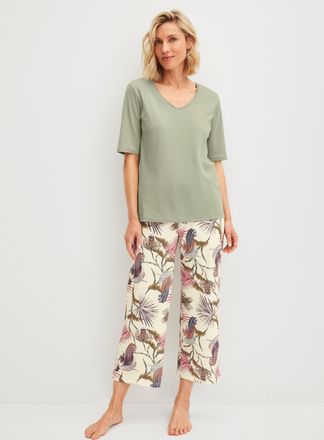 CALIDA Schlafhose CALIDA Favourites Arts, Damen, Gr. XXS (32/34), N-Gr, charm cream, Single Jersey, Obermaterial: 100% Baumwolle, bequem 7/8-L&auml;nge, Hosen Sch