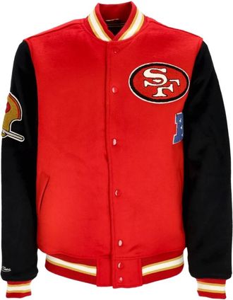 Mitchell & Ness NFL Team Legacy Varsity Jack Rood/Zwart - Heren - Bomber jackets - Veelkleurig - M - Wol - Jassen