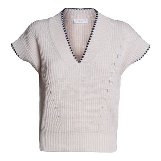 Roberto Collina Knitted Slipover - female - Roberto Collina - V-neck Knitwear - Beige - M - Knitwear