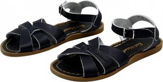 Salt-Water Womens Original Slides Leather Buckle Sandals In Black