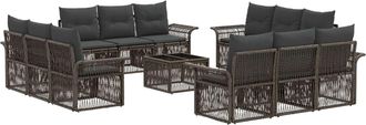 vidaXL Conjunto De Sof&aacute;s De Jard&iacute;n 13 Uds. Gris Rat&aacute;n Sint&eacute;tico Vidaxl