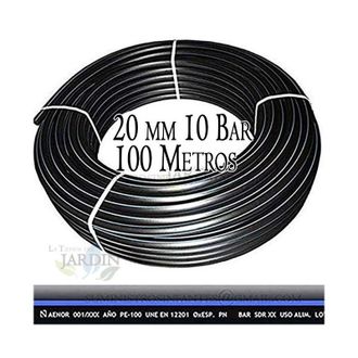 No Brand No Brand - Tuberia Agua Potable 20mm 10 Bar 100m Tuberia 20 Mm Pe100 Alimentaria Alta Densidad Tuberia Polietileno Banda Azul Aenor