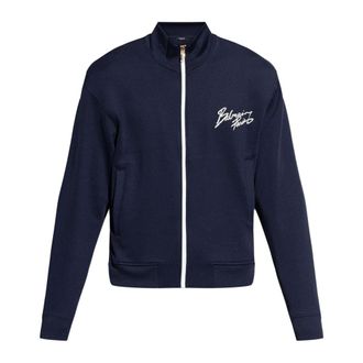 Balmain Zip-throughs, male, Blue, Size: 2XL Logo Sweatshirt