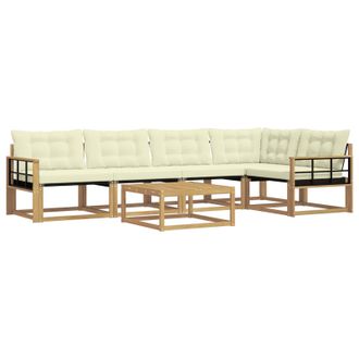 vidaXL Conjunto De Sof&aacute;s De Exterior 6 Pcs Blanco Y Crema Vidaxl