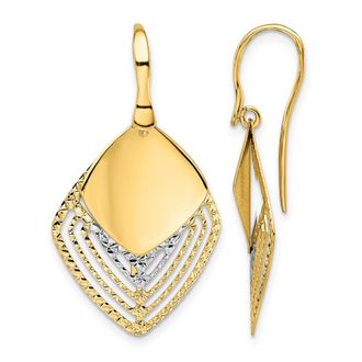 Diamond2Deal 14k White God Polished Brushed Drop Dangle Earrings