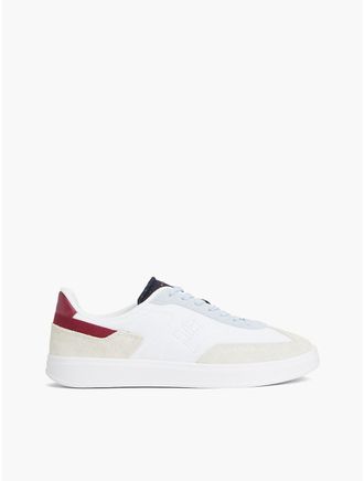 Tommy Hilfiger Womens Monogram Mixed-Media Skater Sneaker - White/Sky Blue - US 6.5 / EU 37