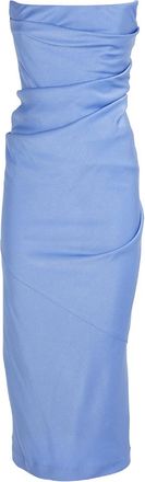 Alex Perry Draped Strapless Crepe Midi Dress Size M