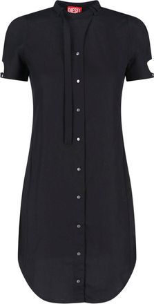 Diesel Black Lyocell Midi Shirt Dress