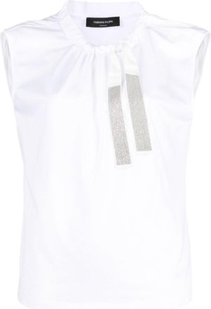 Fabiana Filippi drawstring cotton tank top - women - Cotton/Polyester/Eco Brass - 46 - White