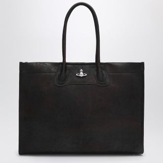 Vivienne Westwood Troy tote bag in dark brown leather