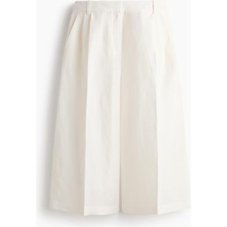 H&M Wide Linen-blend Culottes in Ivory at Nordstrom, Size 16