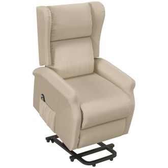 HOMCOM Power Lift Chair for the Elderly Fabric Recliner Armchair w/ Remote Beige | TJ Hughes