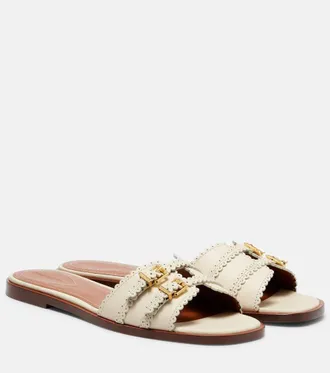 Zimmermann Goldie leather slides