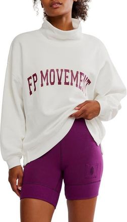 Free People FP Movement Victory Sweatshirt & Shorts Set in White/Deep Mulberry at Nordstrom, Size Medium