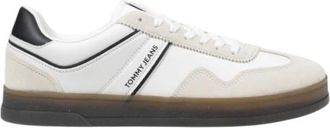 Tommy Jeans Leren Sneakers Lente/Zomer Collectie - Heren - Sneakers - Zwart - 45 EU - Leer - Schoenen