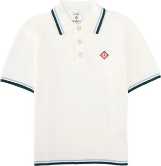 Casablanca Textured Boucl&eacute; Striped Cotton-Blend Polo Shirt