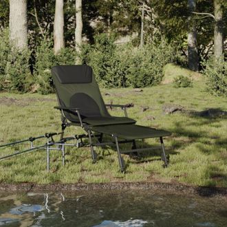 vidaXL Tumbona De Pesca Con Patas Para Barro Ajustable Plegable Verde Vidaxl