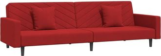 vidaXL Sof&aacute; Cama De 2 Plazas Con Dos Almohadas Terciopelo Rojo Tinto Vidaxl