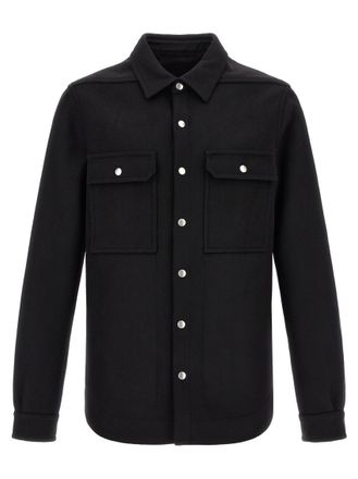 Rick Owens Black Solid Overshirt Jacket