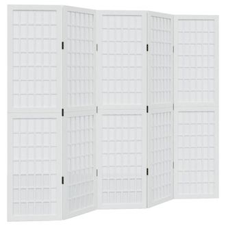 Berkfield Home Room Divider 5 Panels White Solid Wood Paulownia