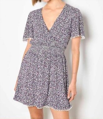 Apricot Ditsy Print Dress In Purple