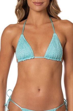 Maaji Indigo Veil Balmy Smocked Bikini Top in Light/pastel Blue at Nordstrom, Size Medium