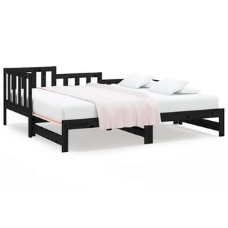 Berkfield Home Pull-out Day Bed Black 2x(90x190) cm Solid Wood Pine