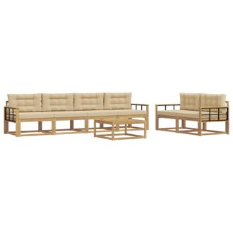 vidaXL Conjunto De Sof&aacute;s De Exterior Con Coj&iacute;n 6 Pcs Y Beige Vidaxl