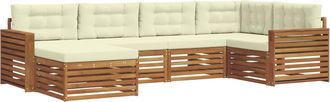 vidaXL Conjunto De Sof&aacute;s De Exterior 6 Uds. Natural Y Crema Vidaxl