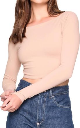 Susana Monaco Scoop Back Long Sleeve Tee In Blanched Almond