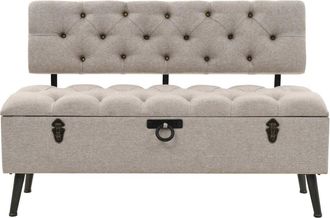 vidaXL Storage Bench Cream Engineered wood 43.3 inches Storage Bench