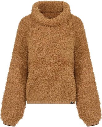 Elisabetta Franchi Pullover van fleece stof - Dames - Coltruien - Bruin - S - Wol - Truien & Vesten