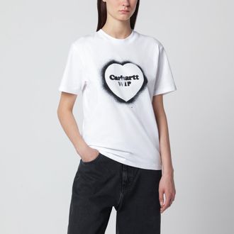 Carhartt Work in Progress T-shirt Spray Heart bianca in cotone biologico