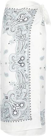 Ferragamo Gancini Stole - Dames - Strandmode - Wit - ONE Size - Wol - Badmode
