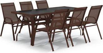 vidaXL Juego de comedor de jardín 7 piezas marrón y negro Vidaxl