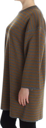 Dolce & Gabbana Womens Oversized Gray Yellow Striped Sweater Top Wool