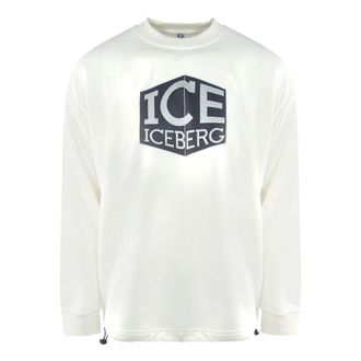 Iceberg Mens Cubed Logo White Sweatshirt Cotton - Size Medium