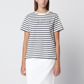 Max Mara Blue/&eacute;cru striped cotton jersey T-shirt