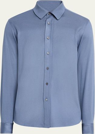 Brioni Mens Silk Pique Sport Shirt
