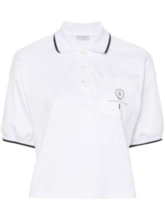 Brunello Cucinelli Cropped poloshirt - Wit