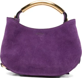 Moschino Violet Suede Curved Base Top Bag