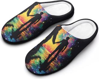 Generic Bigfoot Friendship with Human Mens House Slippers Memory Foam Washable Cotton Slip on Home Shoes