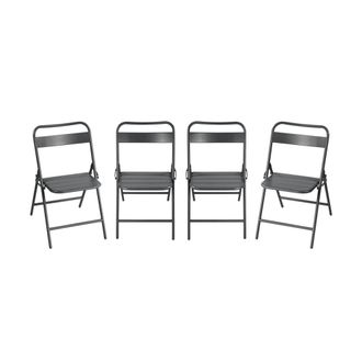 Sweeek Silla de jard&iacute;n plegable de acero, set de 4, antracita
