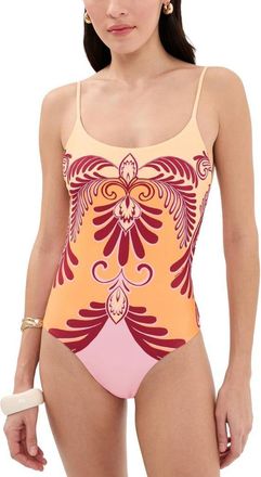 Farm Rio Farm Rio Womens Arabesc One-Piece Swimsuit, Soft Yellow