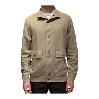 FILIPPO DE LAURENTIIS Dublin Button Up Cotton and Linen Cardigan - male - Filippo De Laurentiis - Cardigans - Beige - L - Knitwear