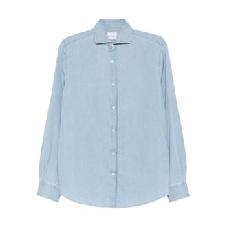Brunello Cucinelli Denim Cotton Shirt - male - Brunello Cucinelli - Denim Shirts - Blue - 2XL - Shirts