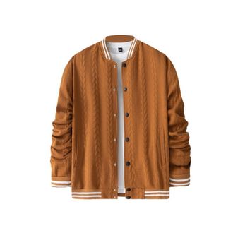 Generic Mens Fashion Jacket Casual Slim Fit Cotton Baseball Bomber Jacket Urb Classic College Jacket Mens Winter Jackets, orange, M
